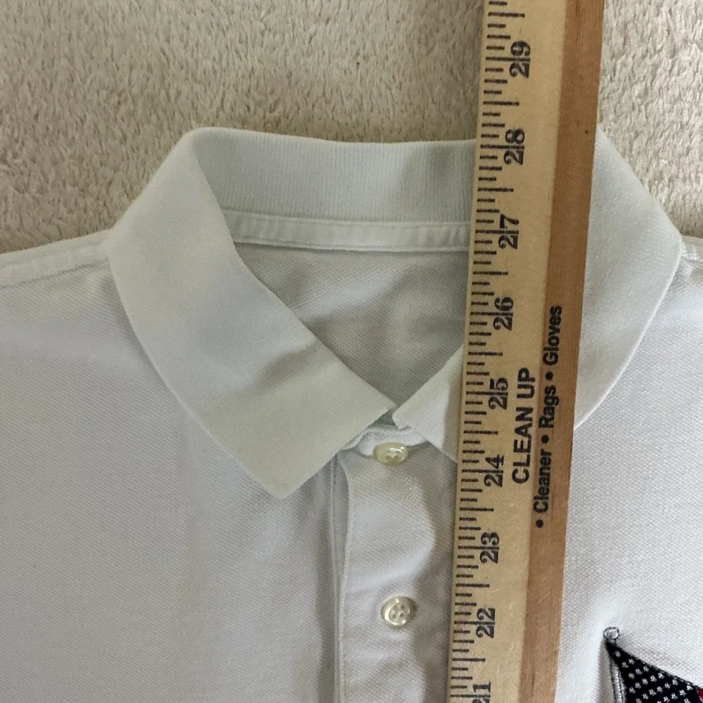 Polo Ralph Lauren Polo Shirt Men Medium White Polo Bear American Flag Flagbearer